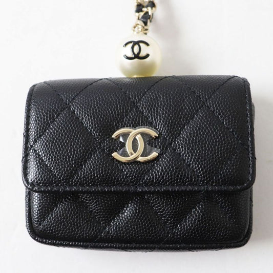 Unused CHANEL Ap2119 Caviar Skin Matelasse Coco Mark Flap Coin