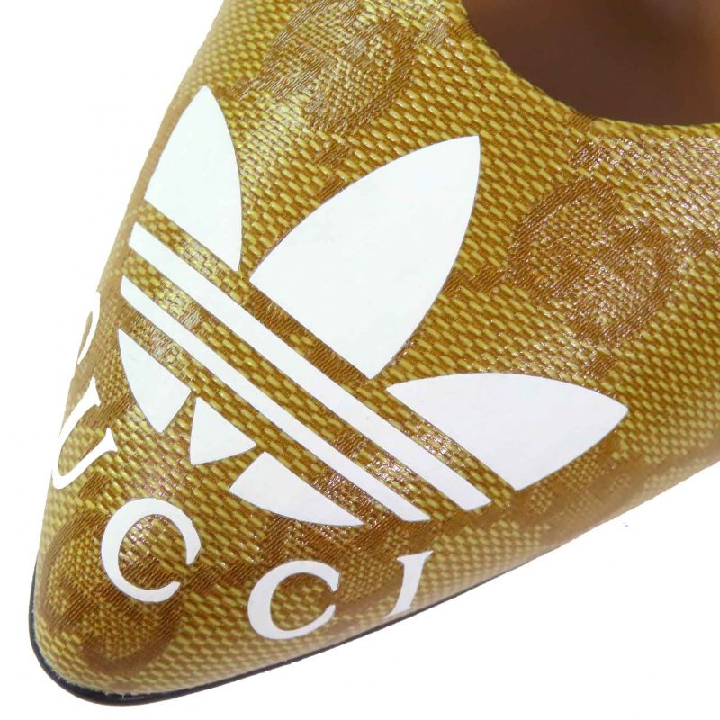 Gucci×adidas Gucci×adidas 712221 Trefoil Logo Pointed Toe GG Crystal Pumps In