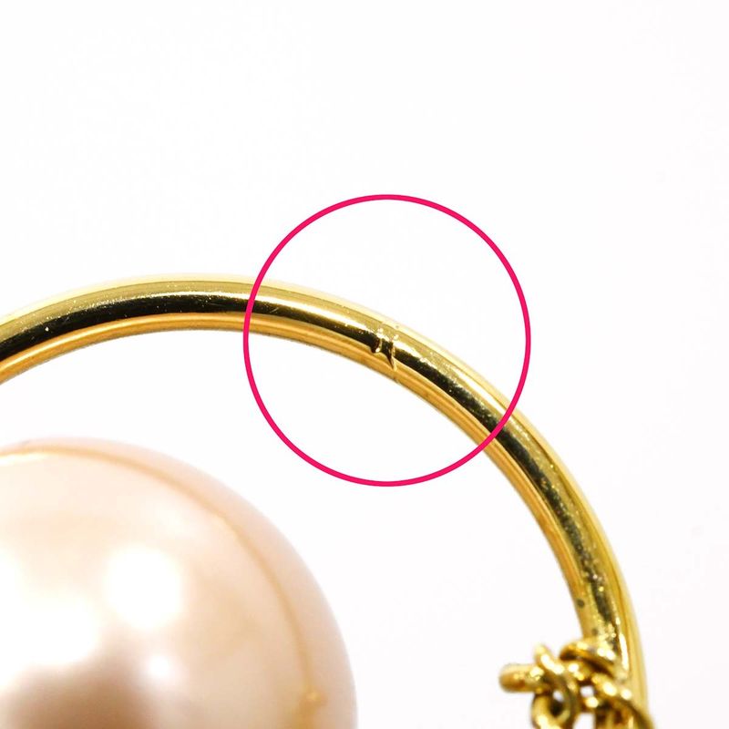 Christian DIOR Tribal Earrings Resin Pearl CD Logo Chain Pink GP 7.3g Box With