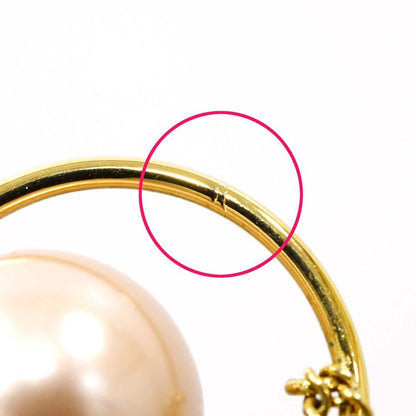 Christian DIOR Tribal Earrings Resin Pearl CD Logo Chain Pink GP 7.3g Box With