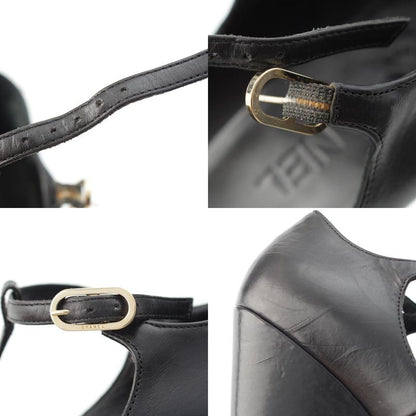 Chanel Coco Mark Bijoux Studded Heel Shoes Pumps Black 37