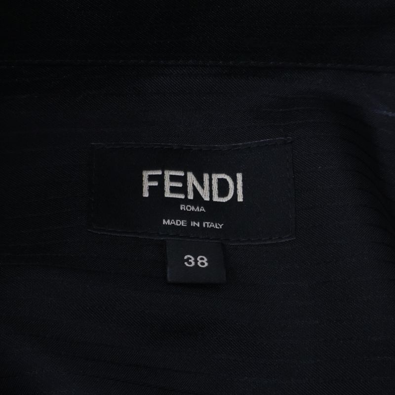 Fendi 22 Fs0585 AKEG Black Zucca Stripe Shirt 38