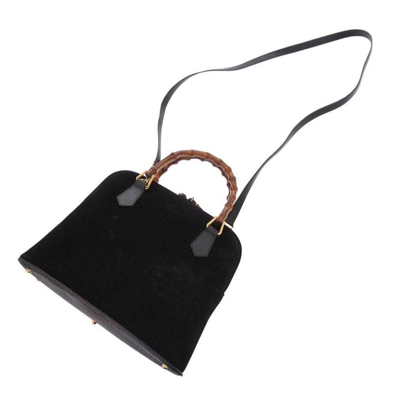 Gucci Bamboo Suede Black 2-way Handbag Black 1639 Gucci