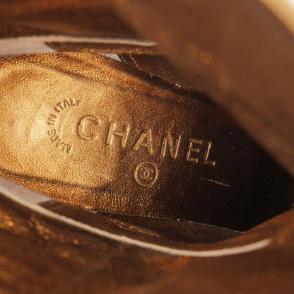 Chanel Boots Size 37C Middle Boots CC Logo Coco Mark Shoes Made In Italy