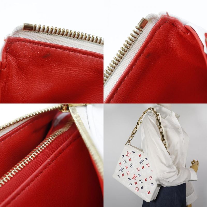 Louis Vuitton Coussin PM Monogram 2WAY Clutch M23466 Sheepskin White Ladies