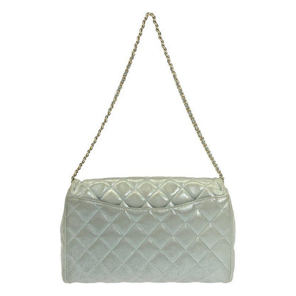 Chanel - Matelasse Metallic Leather Flap Chain Shoulder Bag - Silver - Women