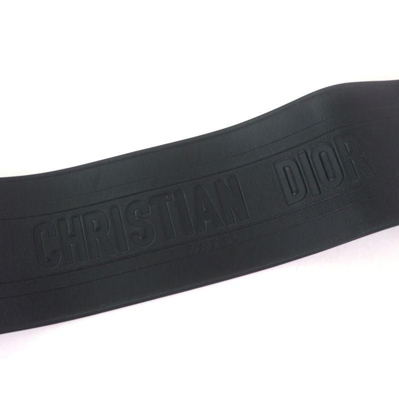 Christian DIOR D-waist Maxi Double Gold Buckle Leather Belt Black Gold Hardware