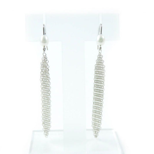 Tiffany & Co Elsa Peretti Mesh Tassel Earrings With Pearl Ag925