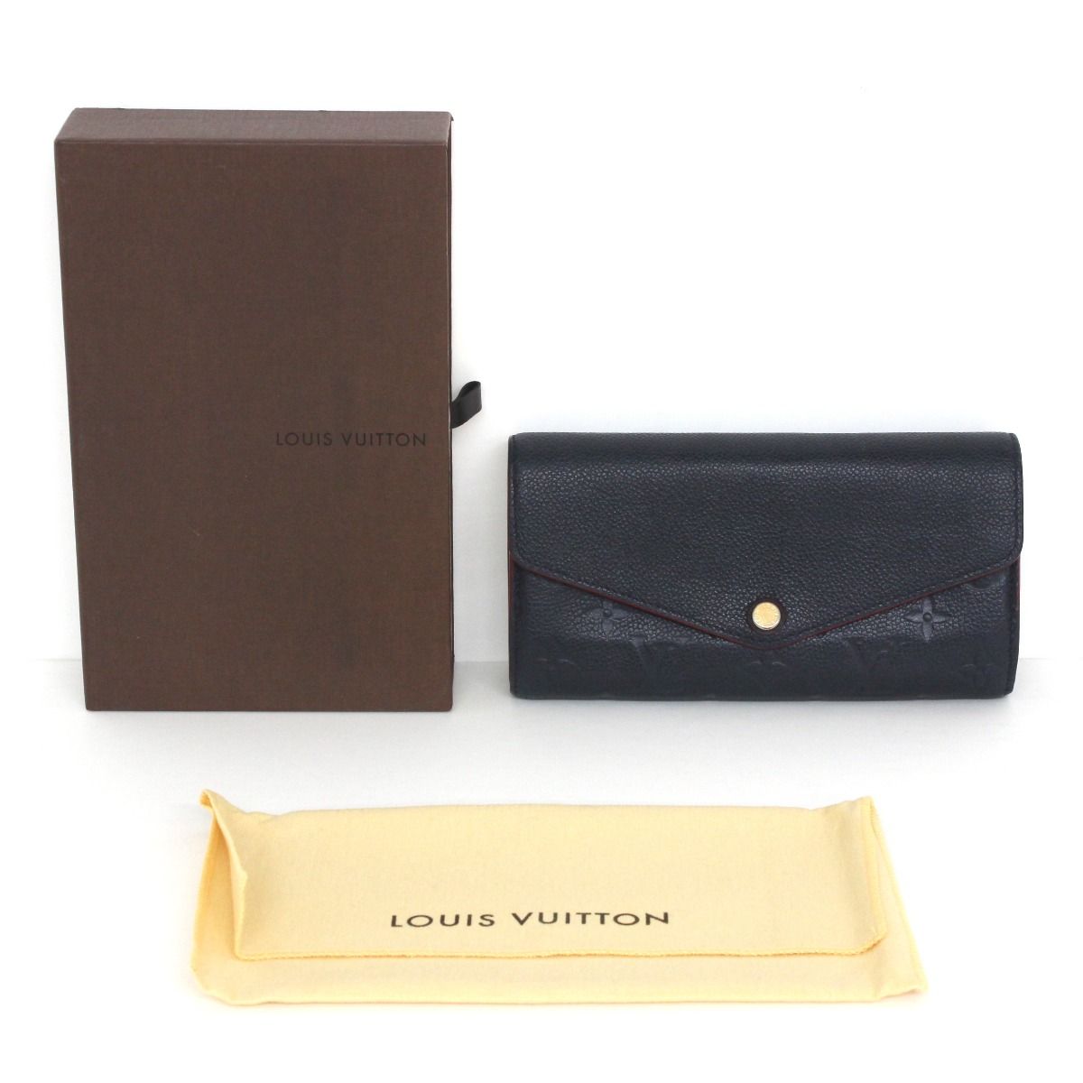 Louis Vuitton Monogram Empreinte Portefeuille Sarah Marine Rouge Long Wallet