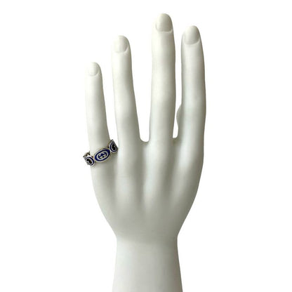 Gucci Interlocking G Enamel Ring Silver 925 No 24 Accessory