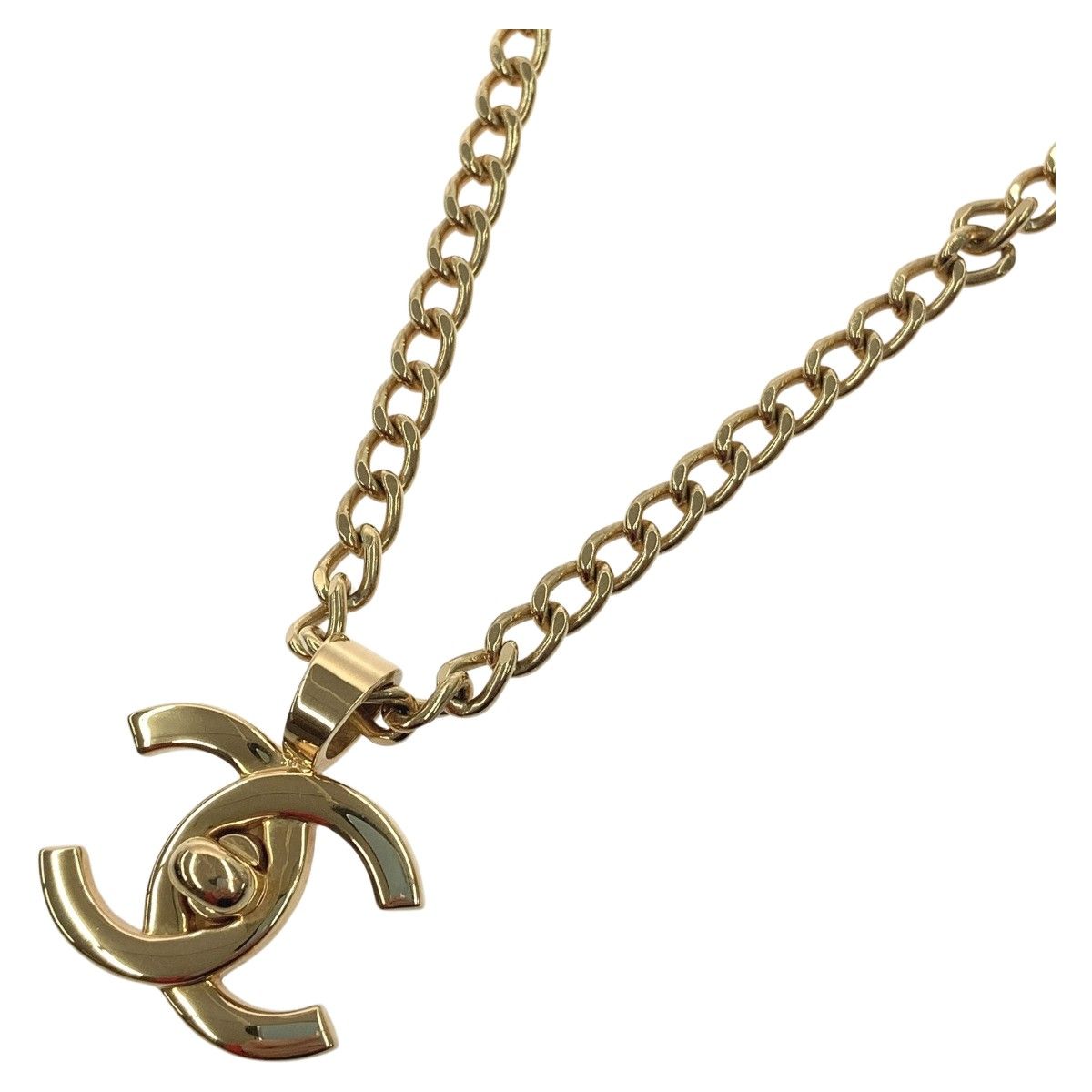 Chanel Cocomark Turnlock 96p Chain Necklace Gold