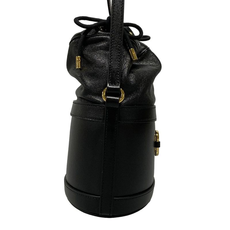 Gucci Shoulder Bag Horsebit 1955 Bucket Bag 602118 Black Drawstring Shape