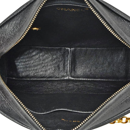 Chanel Coco Mark Chain Shoulder Bag Caviar Skin Black Gold Hardware