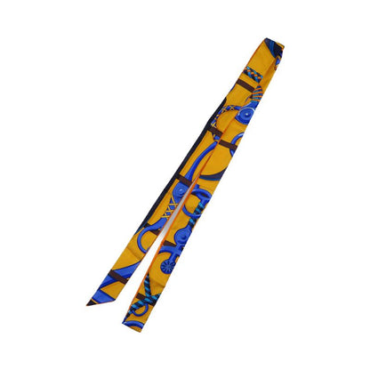 Hermes Twillon Complete Set Of Horse Riding Gear Silk Orange Blue Scarf 0190