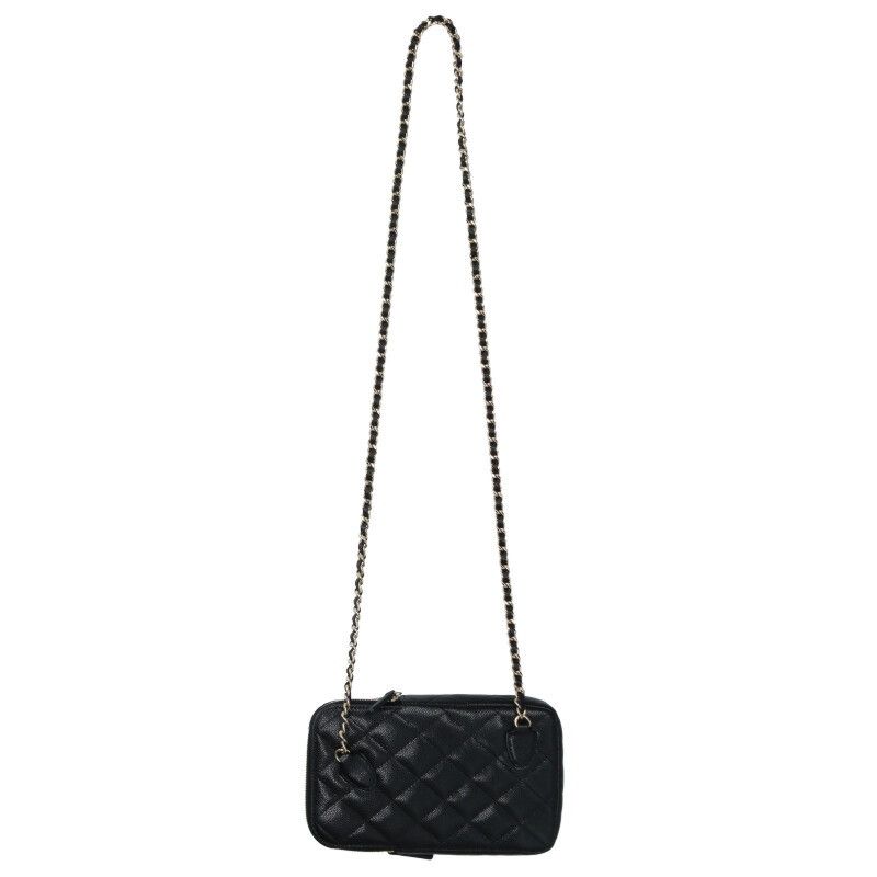 Chanel Ap4434 Caviar Skin Chain Shoulder Phone Pouch Ladies