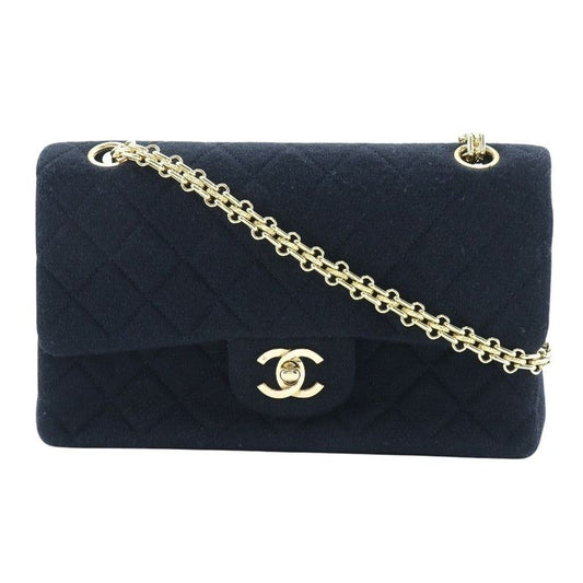 Chanel Chain Shoulder Matelasse Double Flap Jersey Black Women's Shoulder Bag