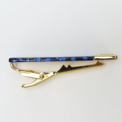Christian Dior Tie Pin Metal Rhinestone Navy Blue Gold Hardware Plated Suit