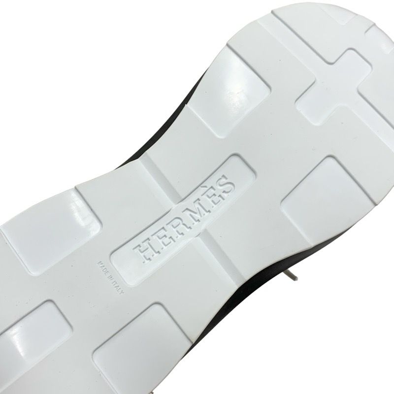 Hermes Glam Sneakers Shoes Leather Suede Black White Bandana Pattern