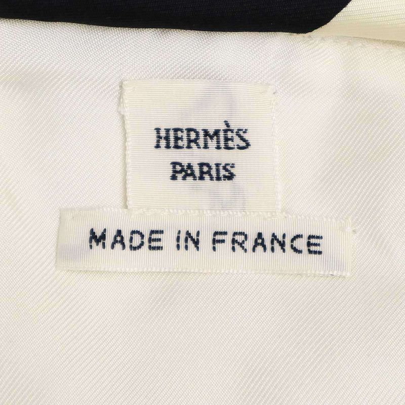 Hermes 2017 Pre-Fall Geometric Silk Top Black Ivory 44