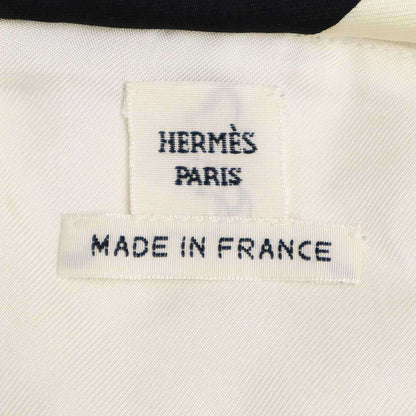 Hermes 2017 Pre-Fall Geometric Silk Top Black Ivory 44