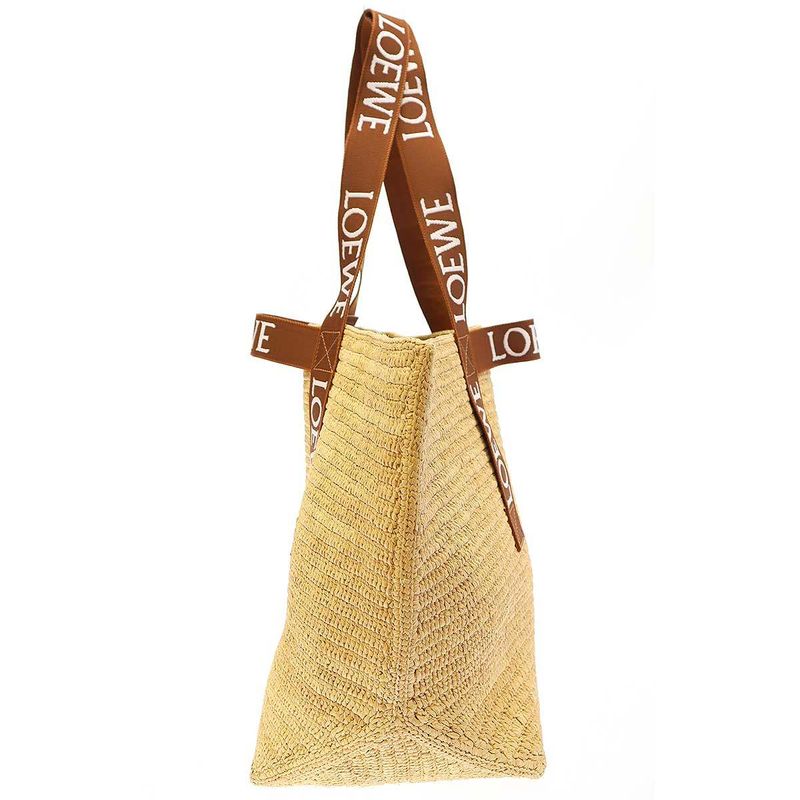 Loewe Fold Shopper Raffia Tote Bag Beige