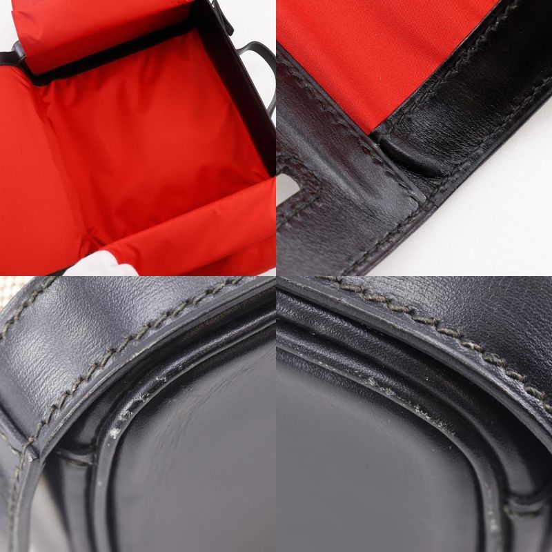 Hermes Vanity Travel Case Vintage Calf Black/beige 0X Unisex Handbag