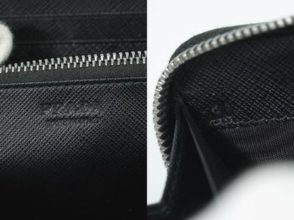 Authentic Prada Saffiano Leather Round Zipper Long Wallet Long Wallet Black