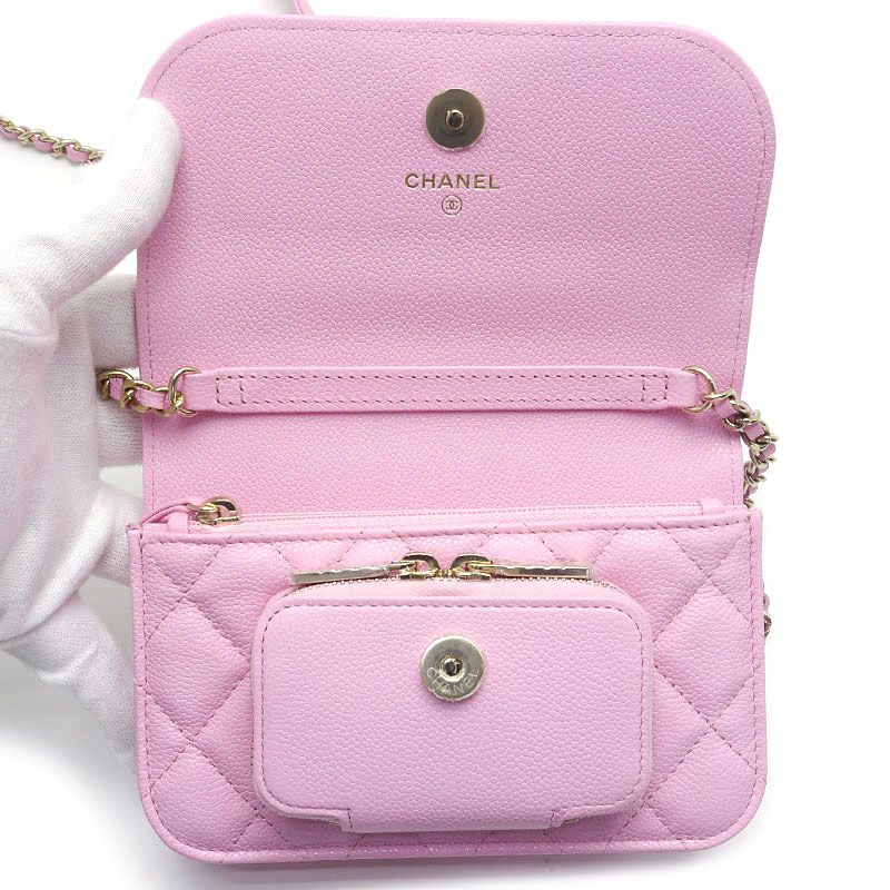 Chanel Affinity Matelasse Chain Wallet In Pink