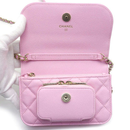 Chanel Affinity Matelasse Chain Wallet In Pink