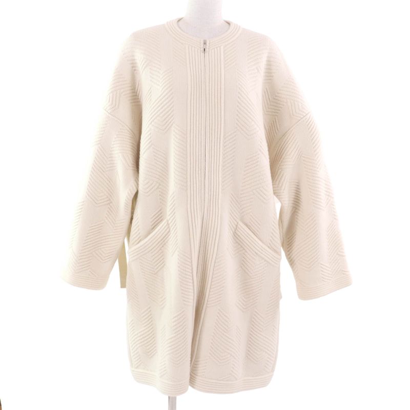 Hermes 23AW 3h2101d4 100% Wool H Motif With Logo Zip Poncho Coat Knit Coat Off