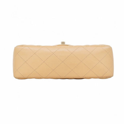 Chanel Shoulder Bag Mini Matelasse Lambskin Beige Chien Pan Gold Hardware Women