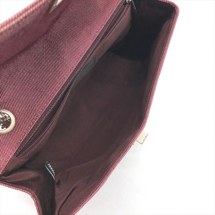 Chanel 2.55 Choco Bar Canvas Chain Shoulder Bag Gold
