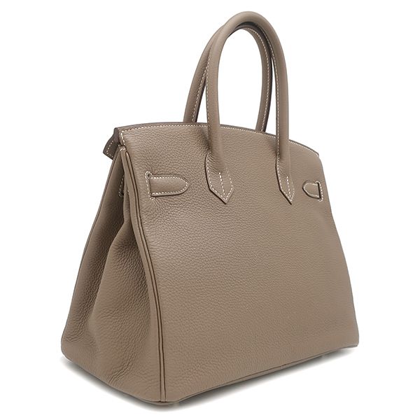 Hermes Handbag Birkin 30 Togo Etoupe Silver Hardware Glazed with Recolor