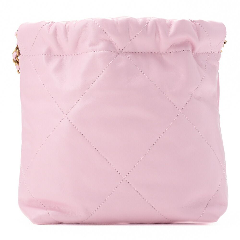 Chanel 22 Mini Calfskin Pink Drawstring Chain Shoulder Bag With Gold Hardware