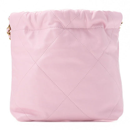Chanel 22 Mini Calfskin Pink Drawstring Chain Shoulder Bag With Gold Hardware