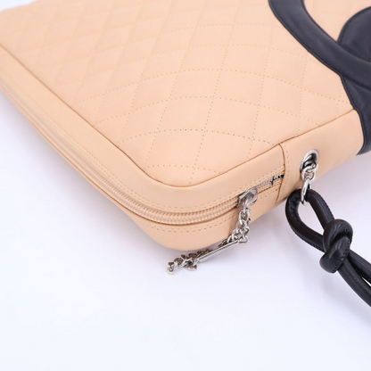 Chanel Cambon Line Large Shoulder Bag A25179 Beige Black SV