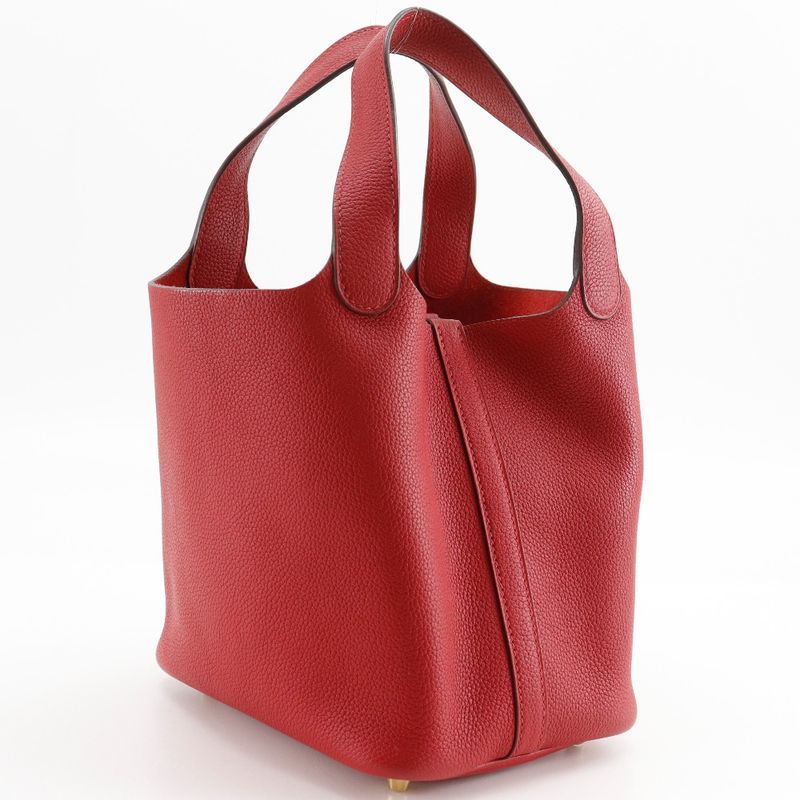 Hermes Picotin Lock 18 PM X Taurillon Maurice Red/gold Hardware C Ladies Handbag