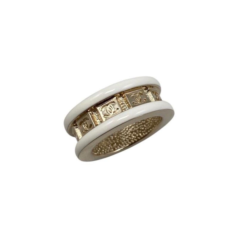Chanel Ring Coco Mark Abc394 B24c No 13 Gold White Chanel