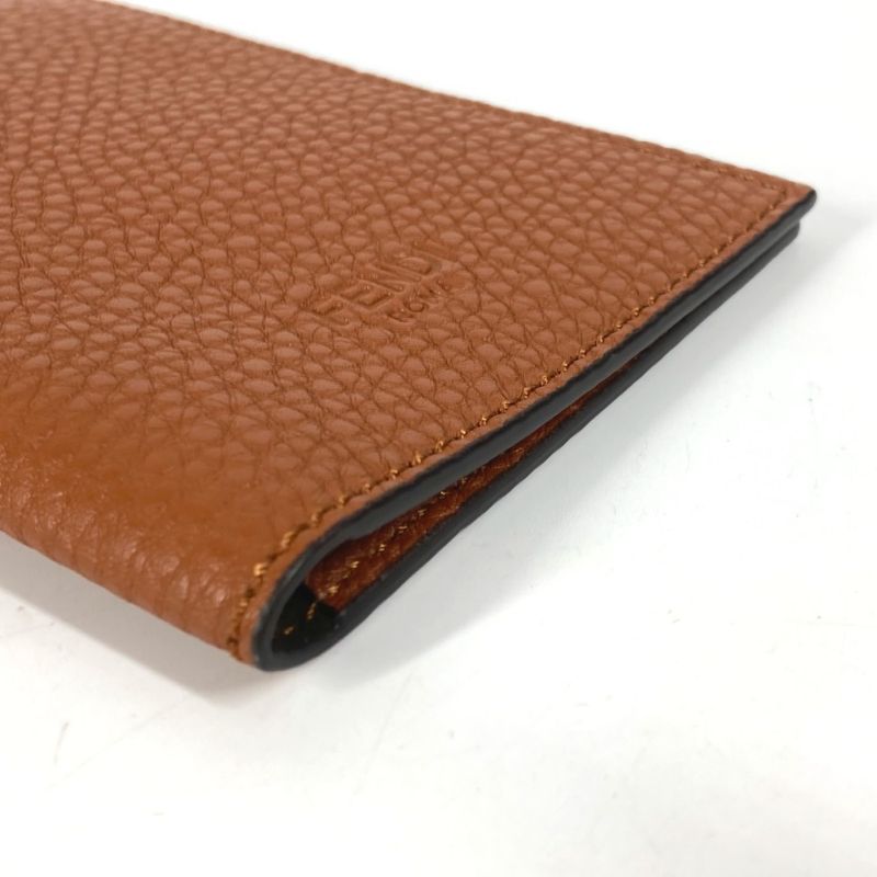 Fendi Passport Case With Logo Leather Brown
