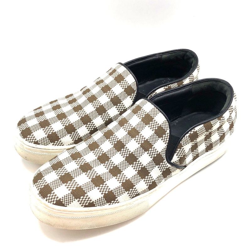 Celine Gingham Check Slip-on 40 Approx 26cm (10.24in) Brown White Checked Shoes