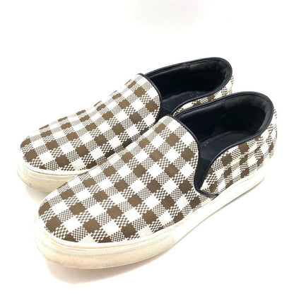 Celine Gingham Check Slip-on 40 Approx 26cm (10.24in) Brown White Checked Shoes