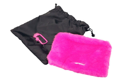 Chrome Hearts Fur Pouch Dagger Zip Scroll Label Logo Pink 925 Sterling Silver