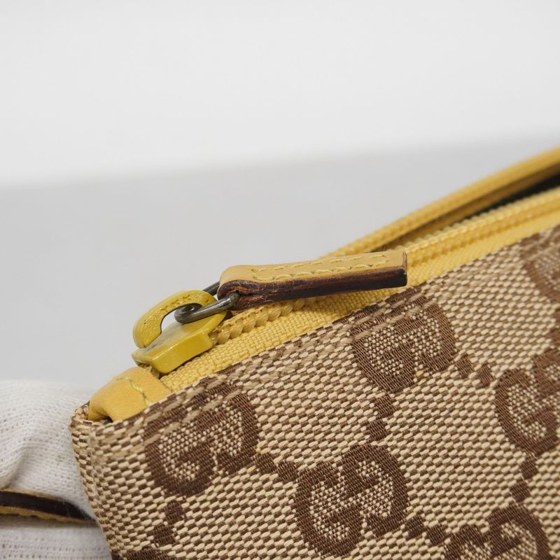 Gucci Handbag GG Canvas 07198 Canvas Brown Yellow Silver Hardware Women