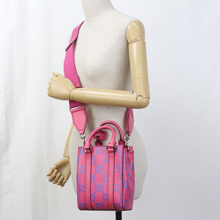 Gucci Mini 2WAY GG Embossed 696010 Tote Bag Leather Women