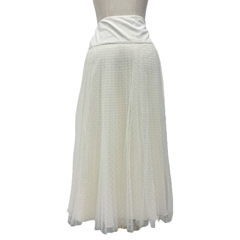 Christian Dior Plume Tulle Bottoms Nylon White Skirt Pleated Midi