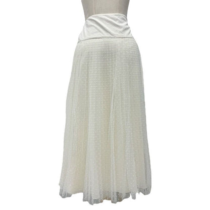 Christian Dior Plume Tulle Bottoms Nylon White Skirt Pleated Midi
