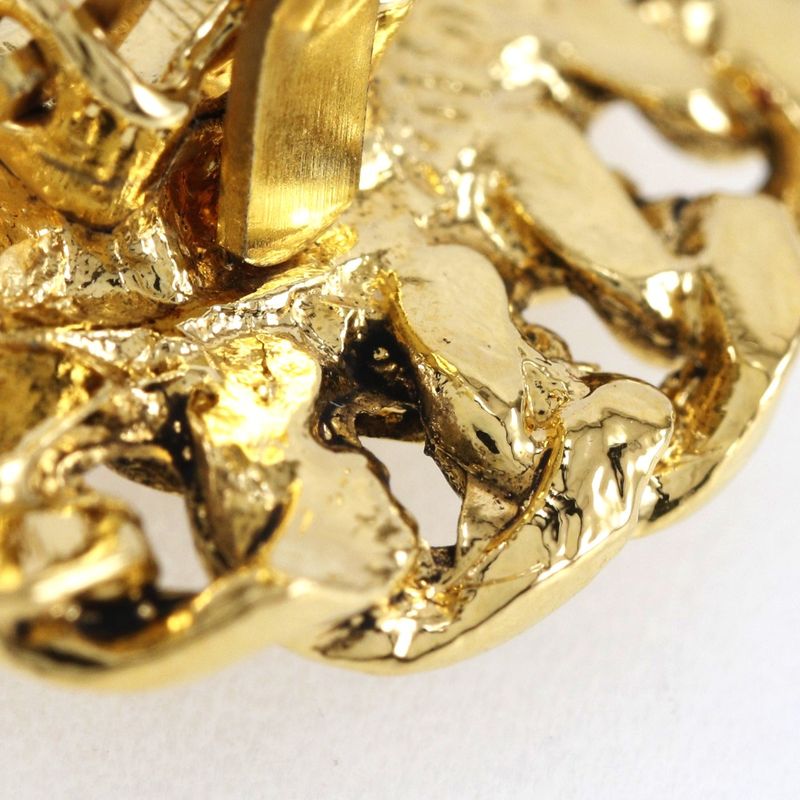 Chanel Coco Mark Matelasse Chain Vintage Gold Plated Ladies 19.1g Earring