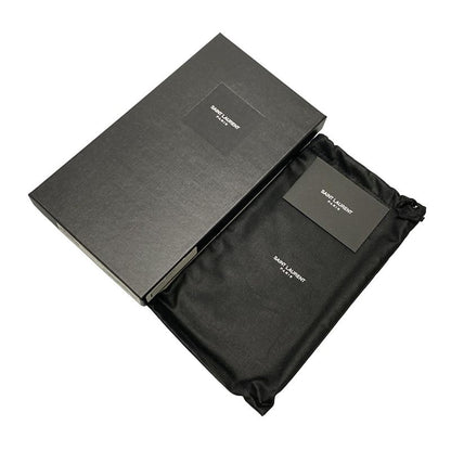 Saint Laurent Paris Long Wallet - 362760 Black Studded / Round Zipper Leather