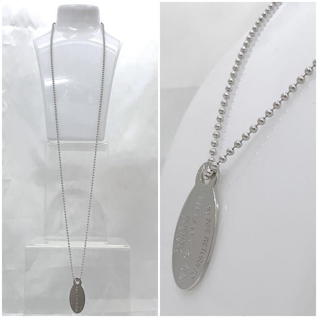 Tiffany & Co Necklace Oval Tag Long Necklace Silver