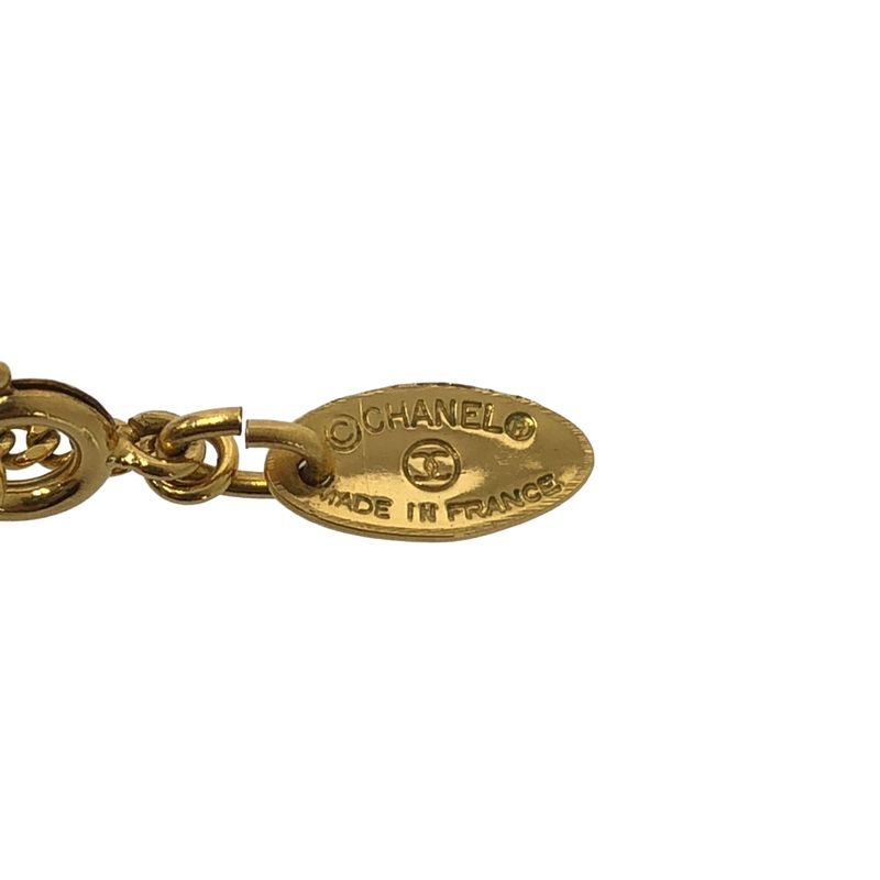 Chanel - Rhinestone Coco Mark Necklace With Charm - Gold - Women's